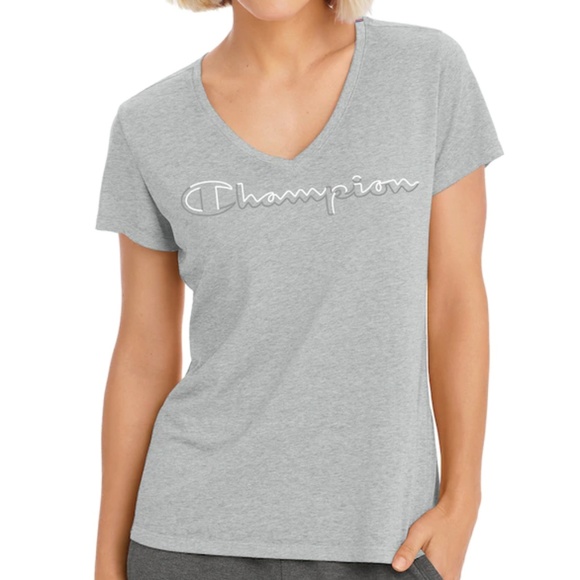 Champion Tops - NWT- Women’s Champion SS Sleeve Tee, Oxford Gray